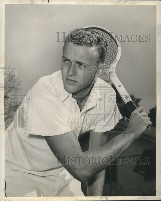 1954 Press Photo Robert C. Hanberg Playing Tennis - nox23711