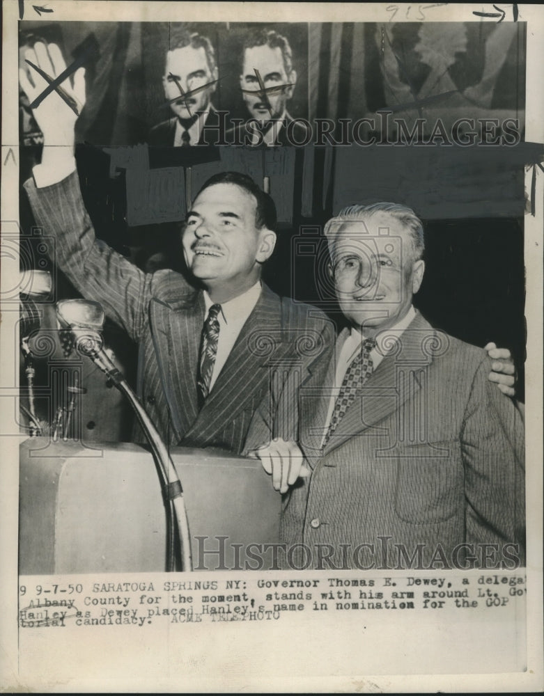 Load image into Gallery viewer, 1950 Press Photo Governor Thomas E. Dewey and Lieutenant Governor Hanley
