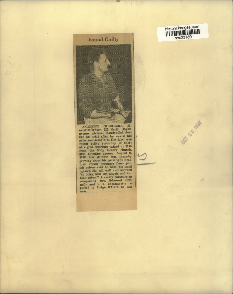 Load image into Gallery viewer, 1937 Press Photo Anthony Guerrera, 32, ex-prizefighter under arrest for theft
