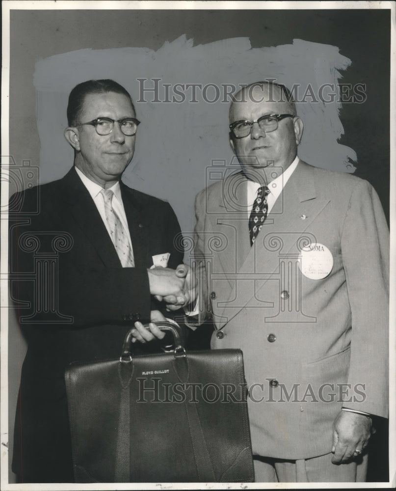1956 Press Photo Floyd Guillot honored by Fred Cayard at New Orleans Event