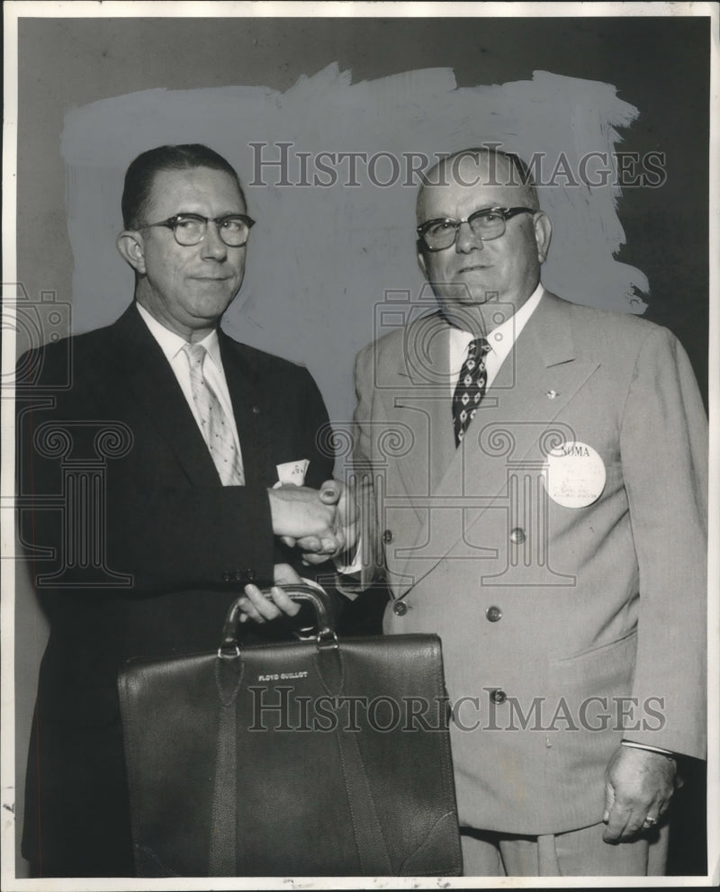 Load image into Gallery viewer, 1956 Press Photo Floyd Guillot honored by Fred Cayard at New Orleans Event
