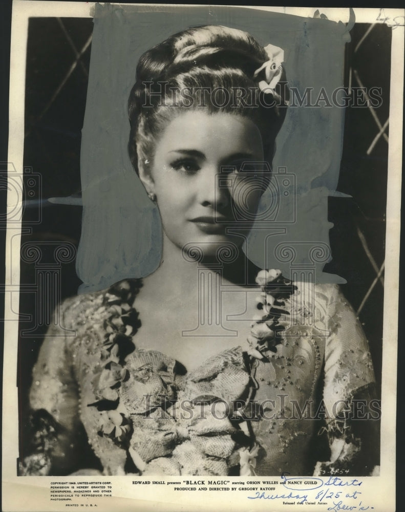 Load image into Gallery viewer, 1949 Press Photo Actress Nancy Guild in "Black Magic" movie - nox23796
