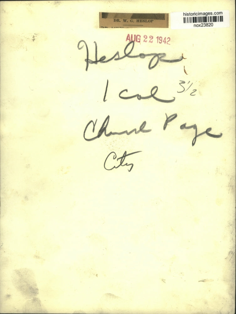 1942 Press Photo Dr. W. G. Heslop - nox23820