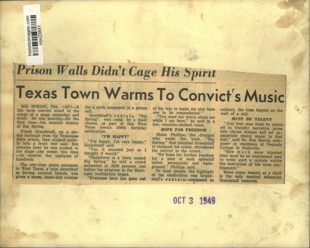 1949 Press Photo Frank Grandstaff with Sheriff r. E. Wolf, Other at Prison