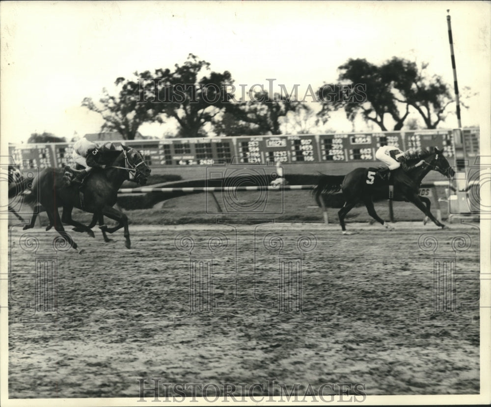 1967 Press Photo Jockey Eldon Hall shown here winning the 5th race, Fair Grounds- Historic Images