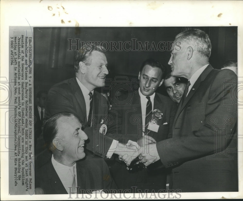 1964 Press Photo New York Governor Nelson Rockefeller, Others at Conference