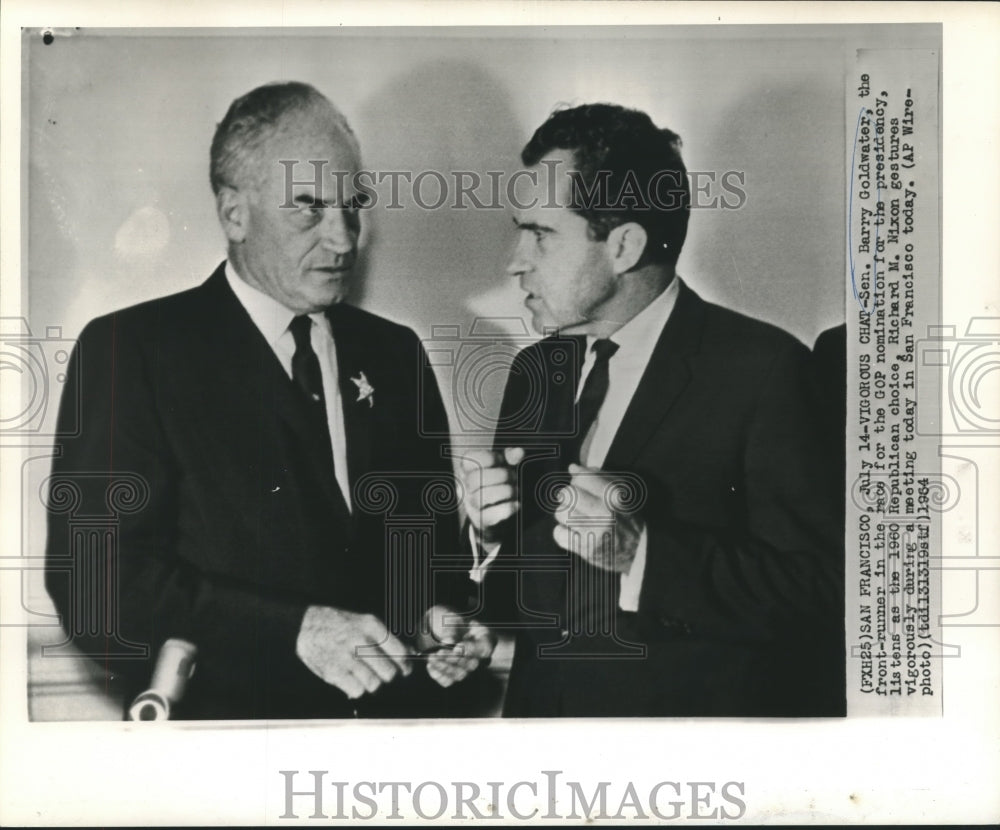 1964 Press Photo Senator Barry Goldwater with Richard M. Nixon, Republican Meet