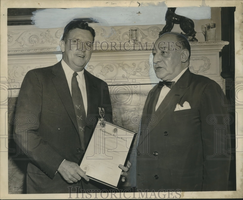 1956 Press Photo George W. Healy Jr. and charles J. Leonard - nox24001