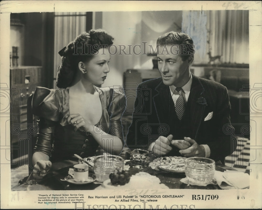1952 Press Photo Actors Rex Harrison and Lilli Palmer in "Notorious Gentlemen"