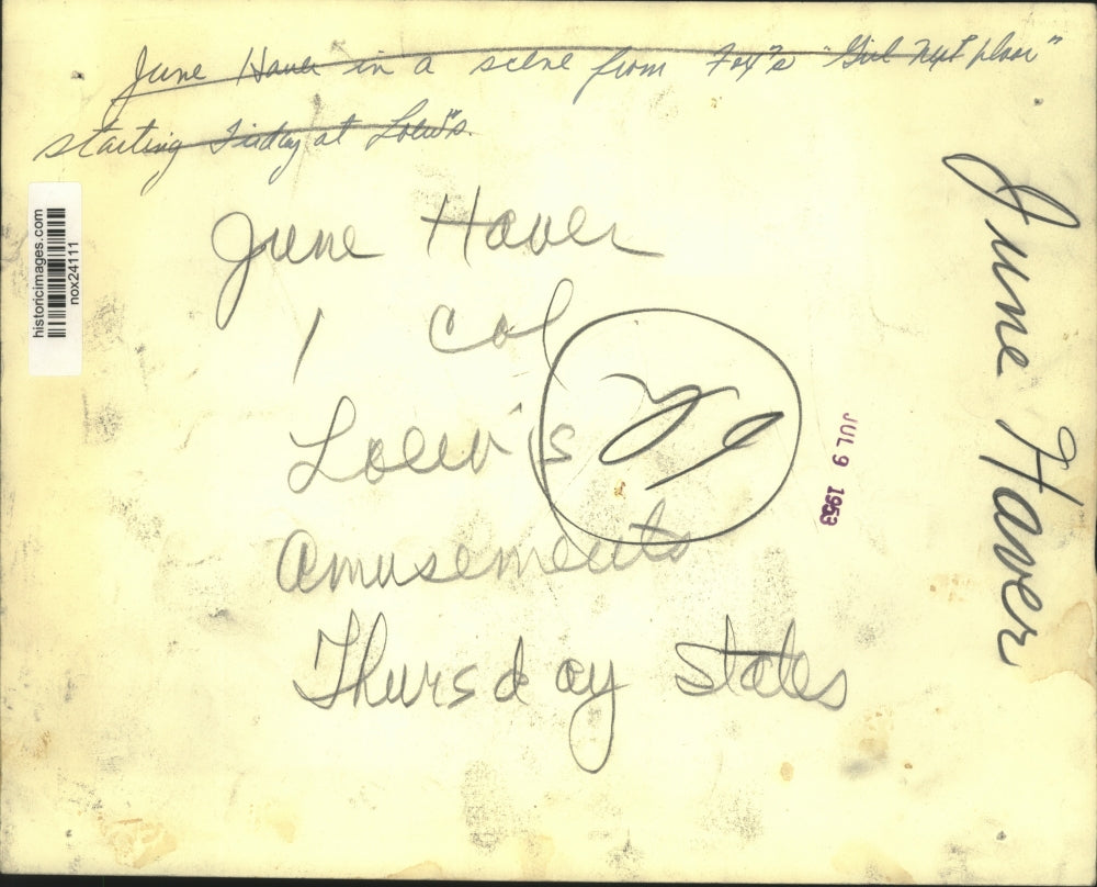 1953 Press Photo Actress June Haver in "The Girl Next Door Movie - nox24111