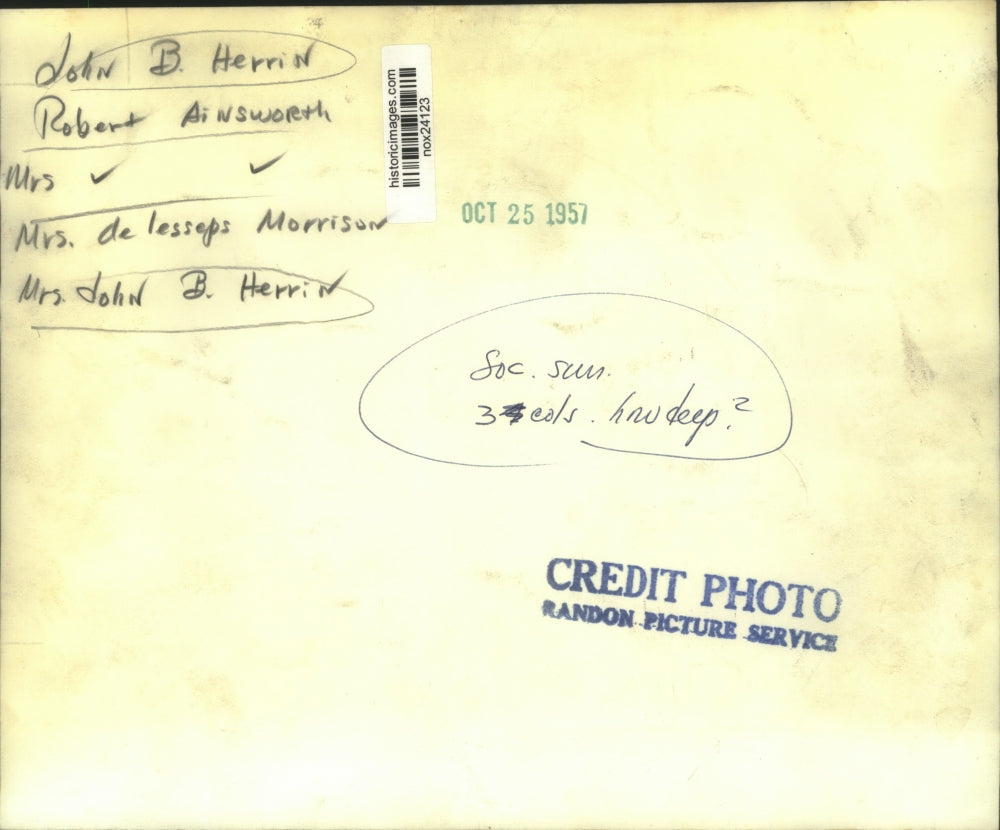 1957 Press Photo Mr. and Mrs. John B. Herrin with Others at Event - nox24123