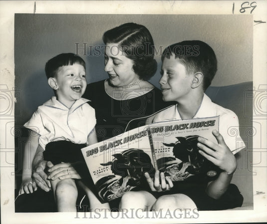 1955 Press Photo Mrs. William B. Hammett and her two sons, Billy and Ned Hall