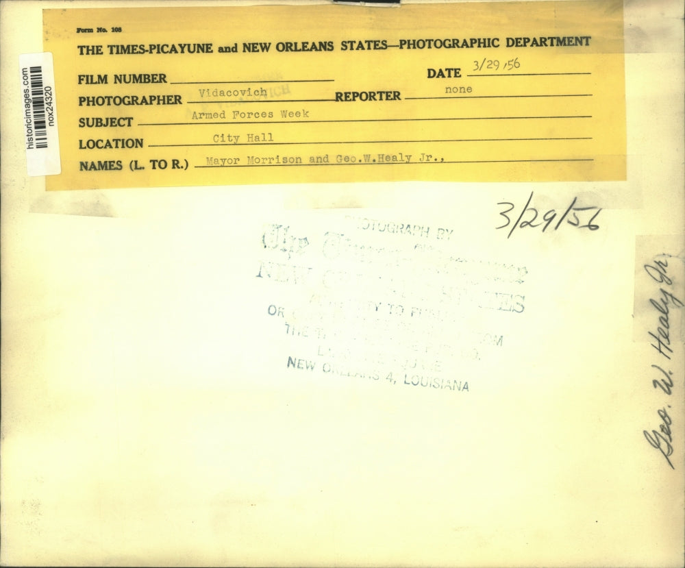 1956 Press Photo New Orleans Leaders Plan Armed Forces Week - nox24320