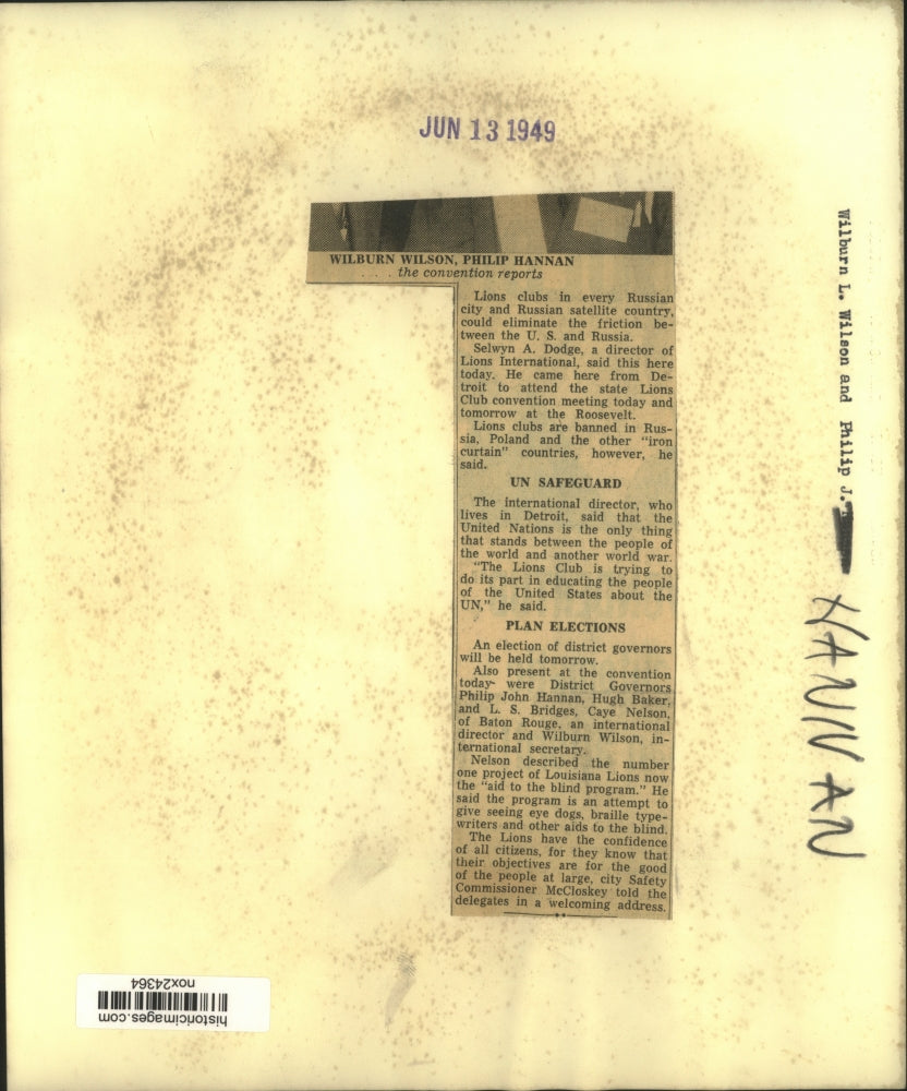 1949 Press Photo Wilburn Wilson and Phillip Hannan discuss United States, Russia