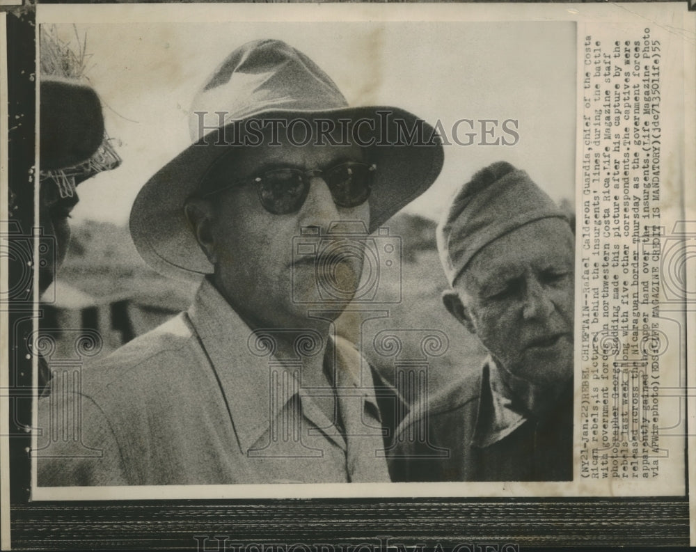1955 Press Photo Rafael Calderon Guardia, chief of the Costa Rican rebels