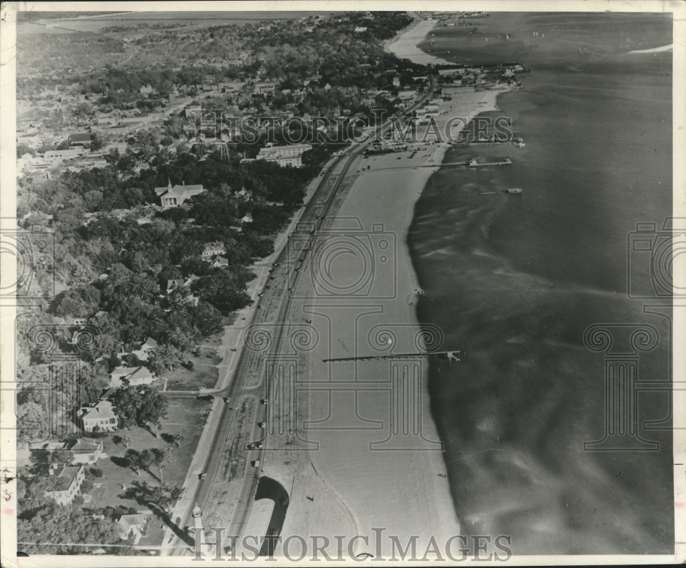 1956 Press Photo Gulf Coast Aerial View of beach, ocean - nox24462