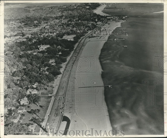 1956 Press Photo Gulf Coast Aerial View of beach, ocean - nox24462