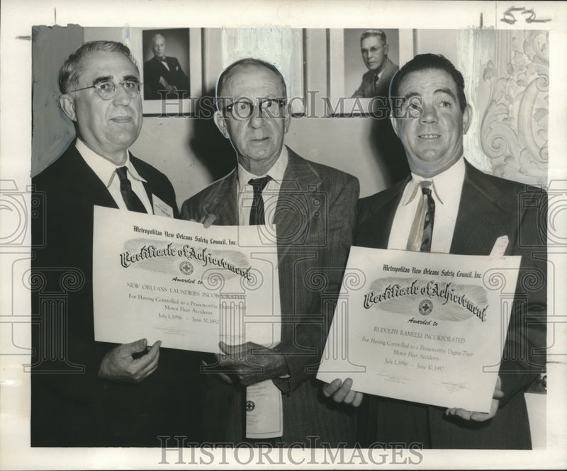 Load image into Gallery viewer, 1957 Press Photo Chamette Laundries, George Kruser, Other receive Certificates
