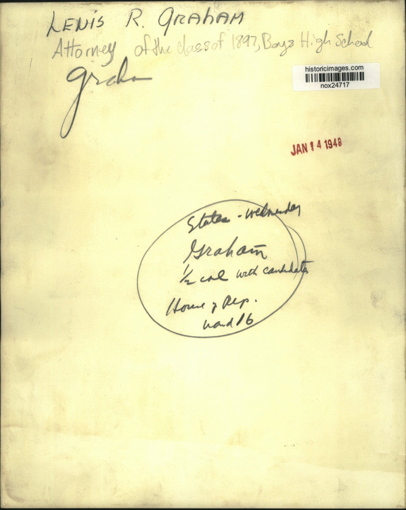 1948 Press Photo Attorney Lewis R. Graham-class of 1897, Boys High School