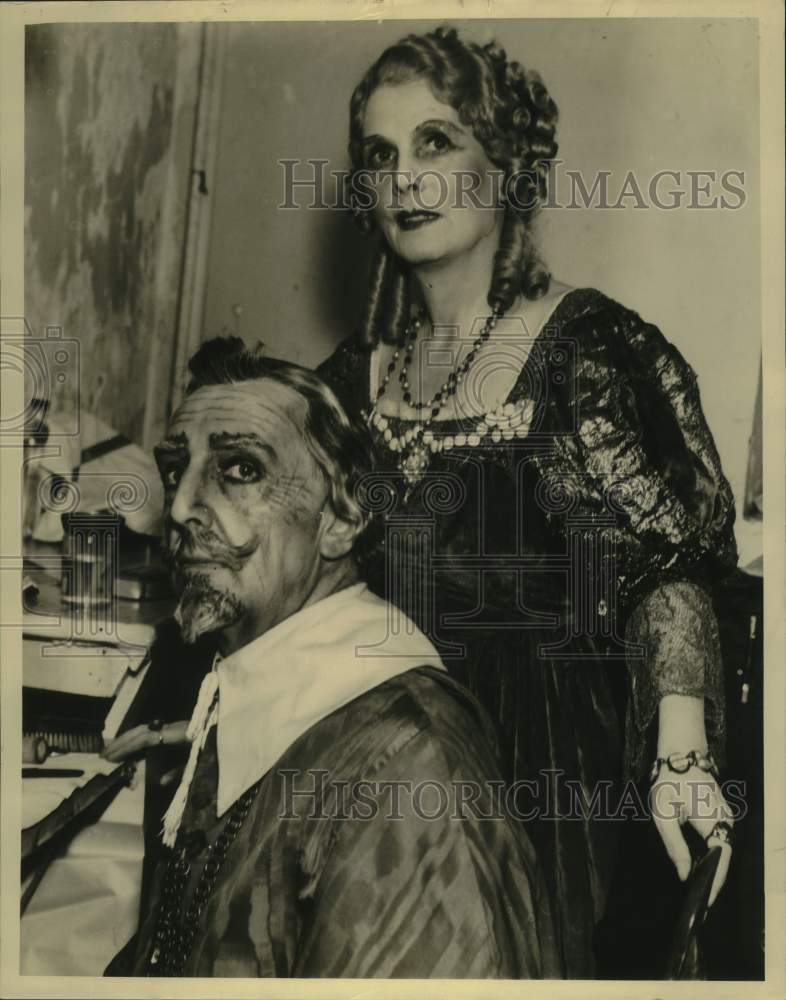 1934 Press Photo Actors Mr. & Mrs. Walter Hampden in "Richelieu" Makeup