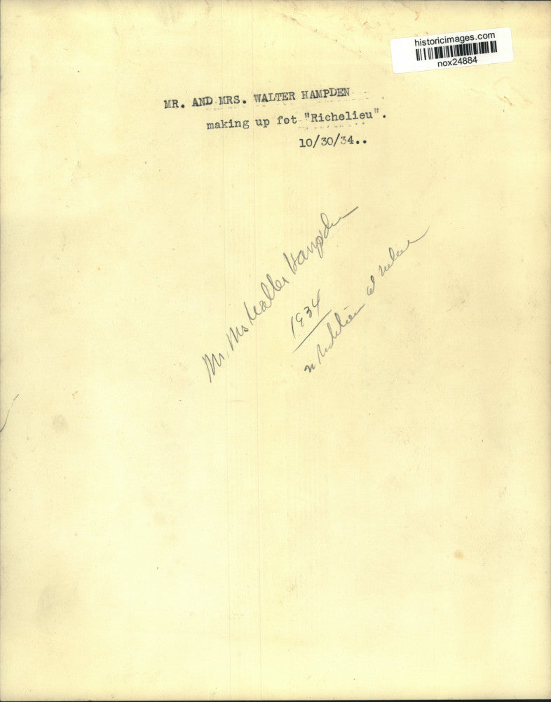 1934 Press Photo Actors Mr. & Mrs. Walter Hampden in "Richelieu" Makeup