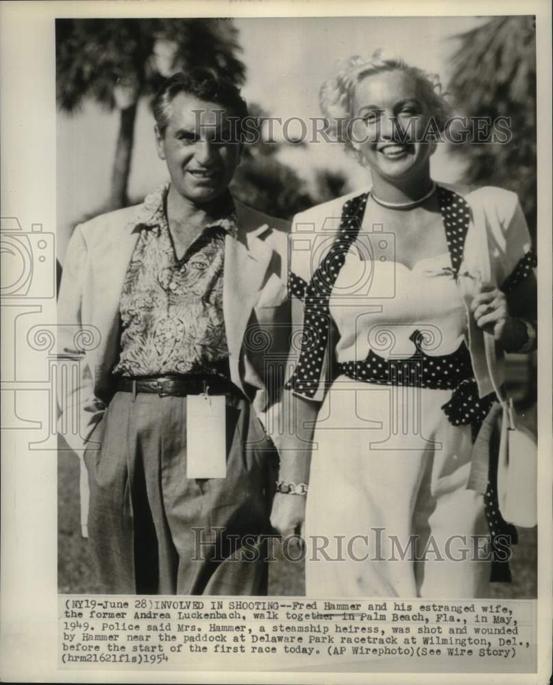 1949 Press Photo Fred Hammer & Heiress Wife in Palm Beach - nox24886