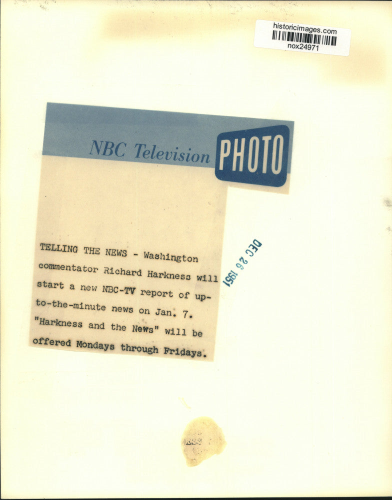 1951 Press Photo Washington News Commentator Richard Harkness - nox24971