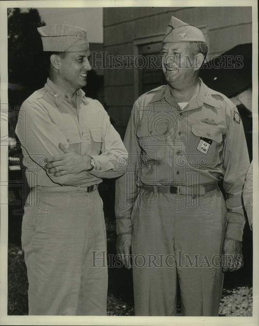 1954 Press Photo Army Advisors Colonels Graham & Morrison Meet in New Orleans