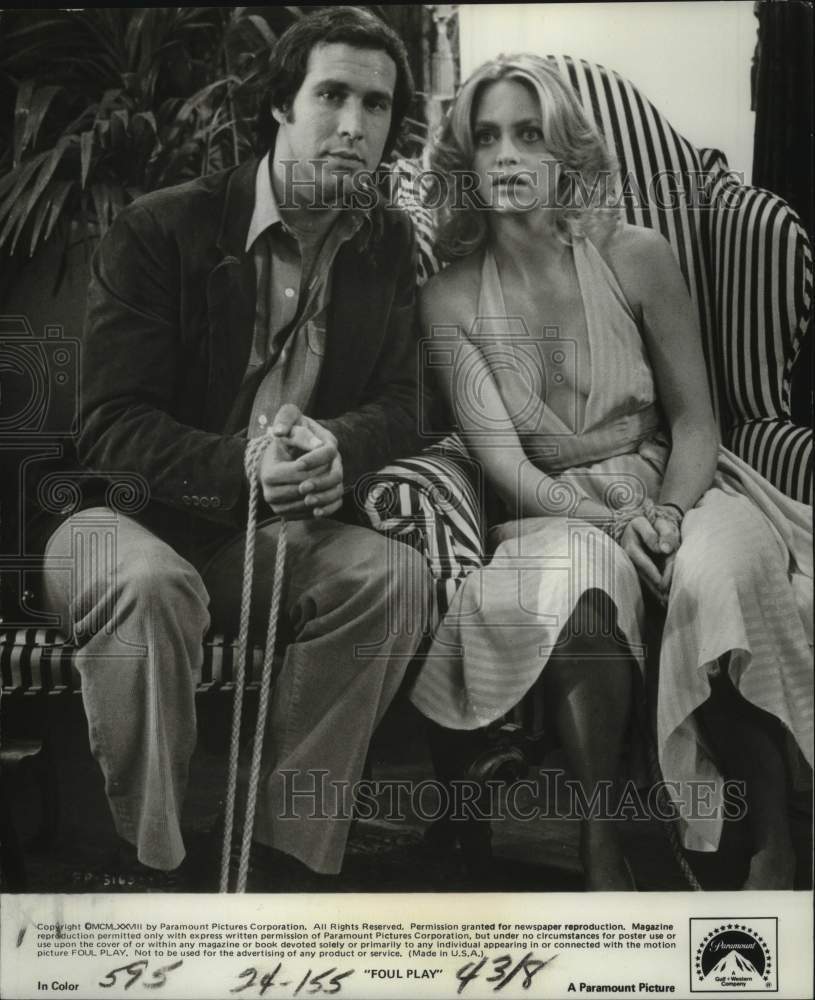 1978 Press Photo Actors Goldie Hawn, Chevy Chase in "Foul Play" - nox25196