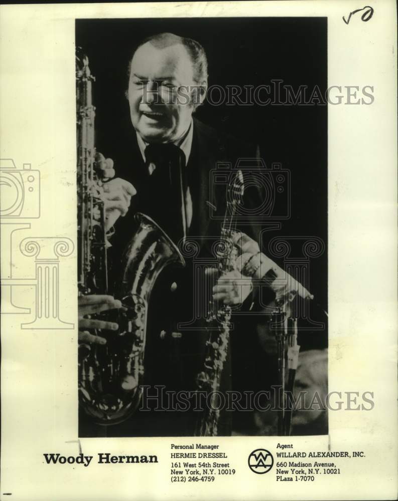 1980 Press Photo Clarinetist-Big Band Leader Woody Herman - nox25241