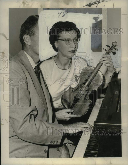 1953 Press Photo Newcomb Music School Head Dr. Peter Hansen & Wife, Musicians