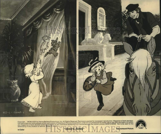 Press Photo Two Scenes from Animated Film "Heidi's Song" - nox25554