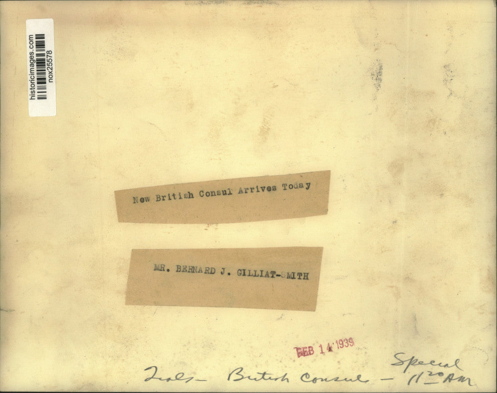 1939 Press Photo British Consul Mr. Bernard J. Gilliat-Smith, New Orleans
