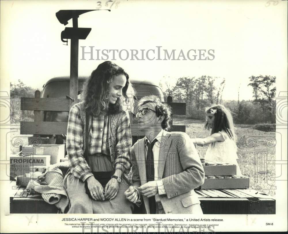 1980 Press Photo Actors Jessica Harper, Woody Allen in "Stardust Memories"
