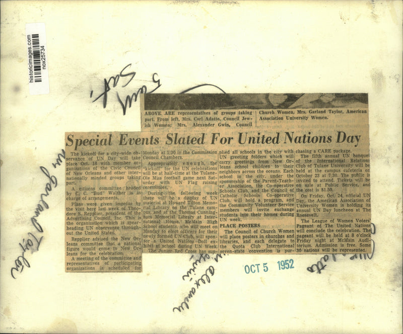 Load image into Gallery viewer, 1952 Press Photo Representatives of Groups Involved in UN Day, New Orleans
