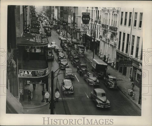 1951 Press Photo Gravier & Camp Streets Intersection, New Orleans - nox25764
