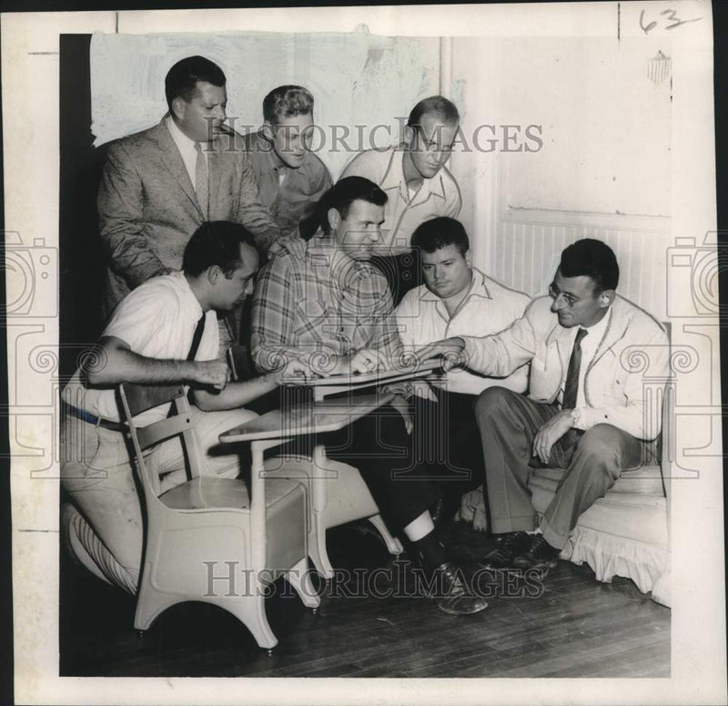 Load image into Gallery viewer, 1957 Press Photo Metairie Civitan Club Members, School Officials with New Desks

