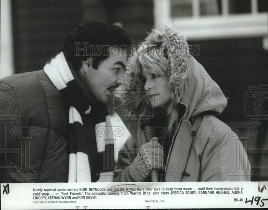 1982 Press Photo Actors Burt Reynolds, Goldie Hawn in "Best Friends" - nox25797