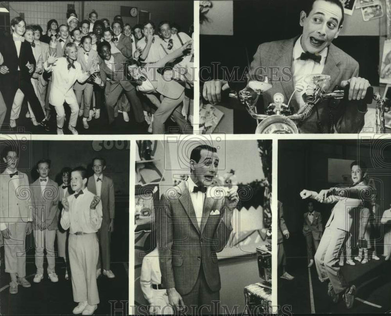 Load image into Gallery viewer, 1986 Press Photo Actor Pee-Wee Herman with Brookside Middle School Kids
