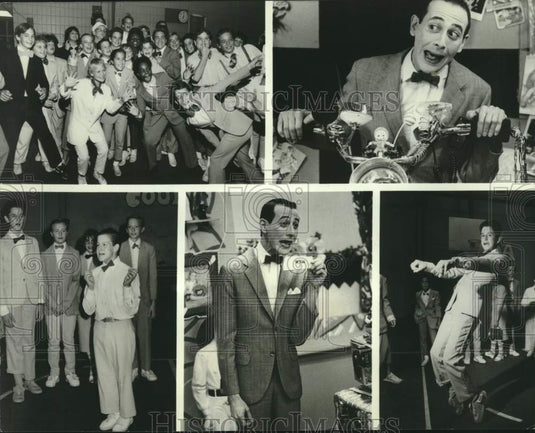 1986 Press Photo Actor Pee-Wee Herman with Brookside Middle School Kids