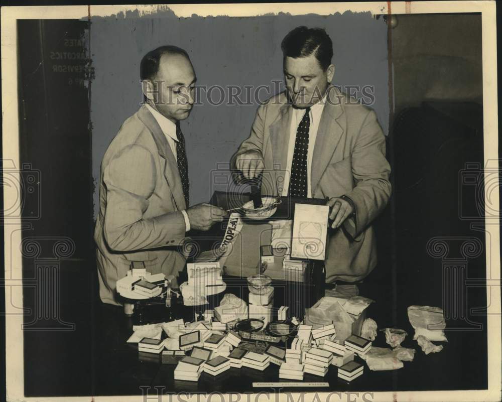Press Photo Narcotics Agent M.B. Helbrant and Associate with Confiscated Drugs