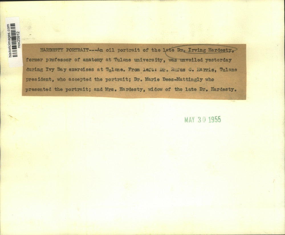 1955 Press Photo Portrait of Former Tulane Professor Dr. Irving Hardesty