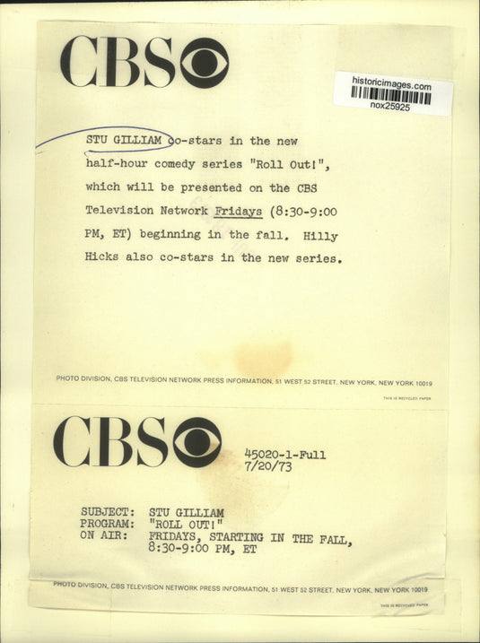 1973 Press Photo Actor Stu Gilliam stars in "Roll Out!" on CBS Television