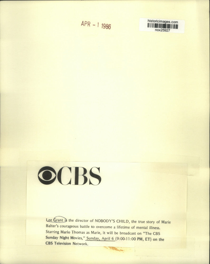 1986 Press Photo Director of Nobody's Child - Lee Grant - nox25927