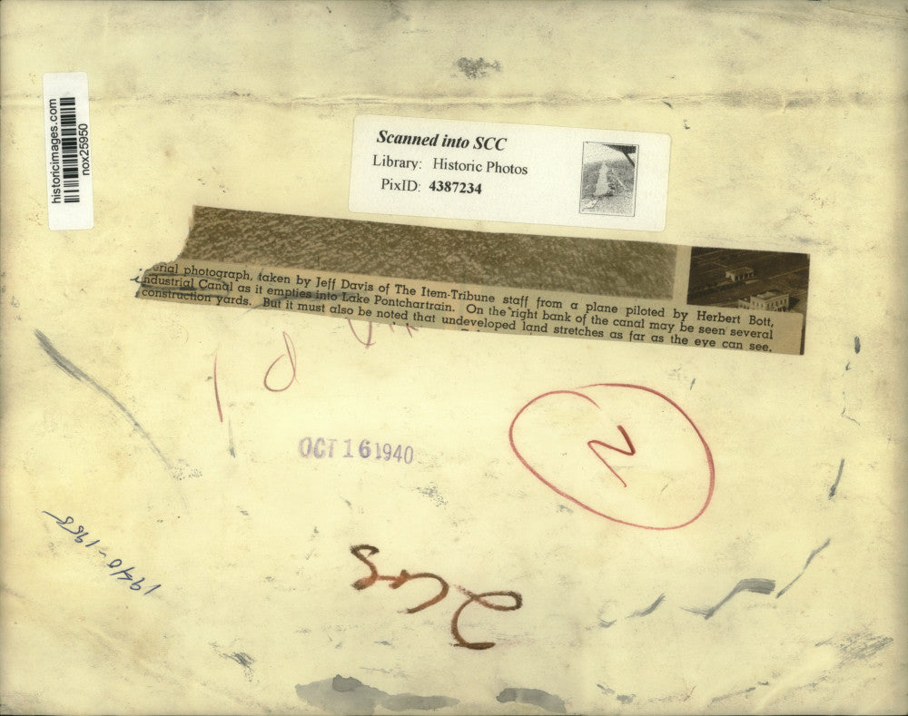 1940 Press Photo Industrial Canal empties into Lake Pontchartrain, Louisiana