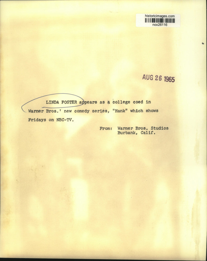 1965 Press Photo Linda Foster, "Hank"