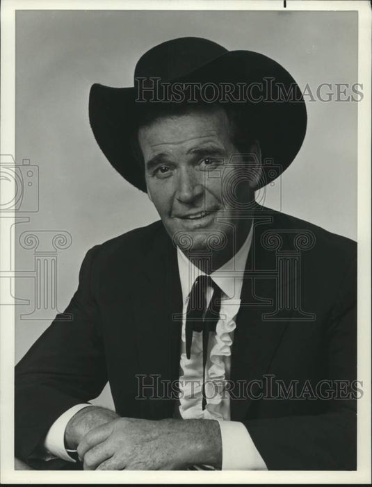 1982 Press Photo James Garner, actor in cowboy hat