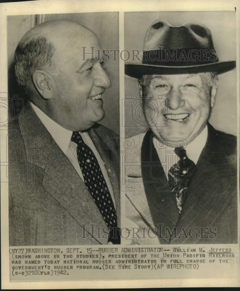 1942 Press Photo William M. Jeffers, Union Pacific Railroad President