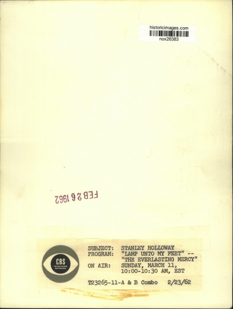 1962 Press Photo Stanley Holloway, "Lap Unto My Feet"