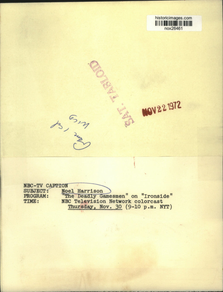 1972 Press Photo Actor Noel Harrison on "The Deadly Gamesmen" on "Ironside"